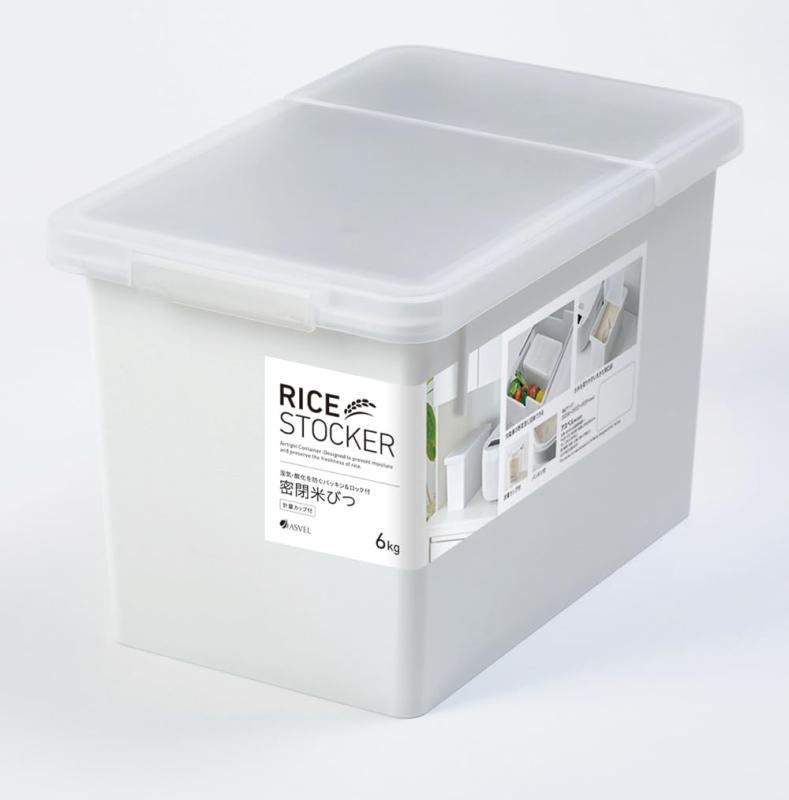 アスベル 米びつ 冷蔵庫 密閉 10kg おしゃれ キッチン用品 キッチン収納 保存容器 ライスストッカー ライスボックス 10kg 無洗米 新生活 計量カップ付き 無洗米対応 キャスター付き 丸洗いOK memorishop-10051014 メモリーショップ サンプル画像2