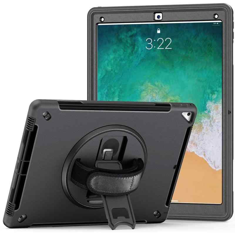 FINON for iPad Pro 12.9 用 ケース 第2世代 (2017) 用 / 第1世代 (2015) 用 タブレットケース カバー ペンホルダー ハンドストラップ 耐衝撃 防塵