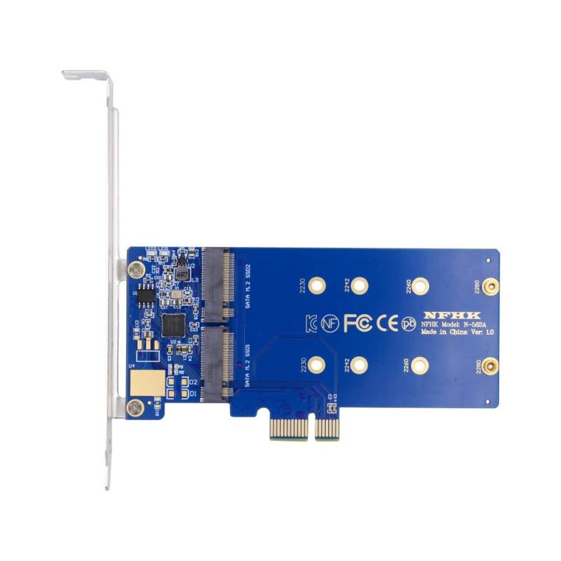 xiwai Four SATA NGFF Key B+M SSD to PCI-E 1x Motherboard Desktop Adapter SSD Card ASM1064 2280 with Hot Swap