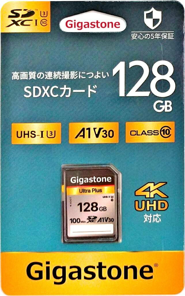 128GB SDXCカード Gigastone UHS-I U3 V30 A1 FullHD UHD対応 SDカード 連続撮影に ギガストーン GJSX-128GV3A1