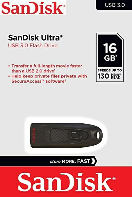 16GB サンディスク USBメモリー 16GB USB Flash Drive USB3.0対応 130MB/s Ultra SDCZ48-016G-U46 ストラップホール付