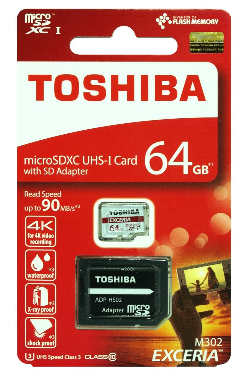 Rakuten - 64GB 東芝 マイクロSDXCカード UHS-1 U3対応 高速90MB/Sメモリカード Toshiba 4K対応 海外パッケージ品 THN-M302R0640A2 SDアダプタ付