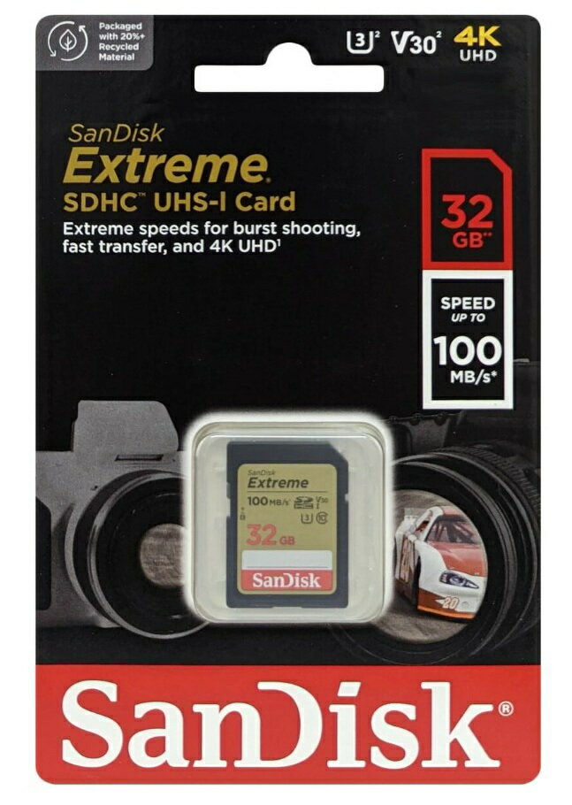 32GB SDHCカード サンディスク エクストリーム SDHC UHS-I U3 V30 Class10 32GB SDメモリカード 100MB/s SDSDXVT-032G-GNCIN 4K フルHD対応