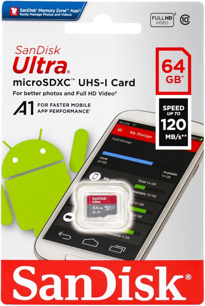 64GB サンディスク microSDXCカード UHS-1 class10 120MB/s 防水 microSDXCメモリ ...