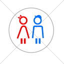 【RESTROOM・トイレ・TOILET】【トイレサイン・トイレマーク】背景白丸で可愛い!男女でトイレサイン!色付きシール☆【コンパクト・防水・店舗用】