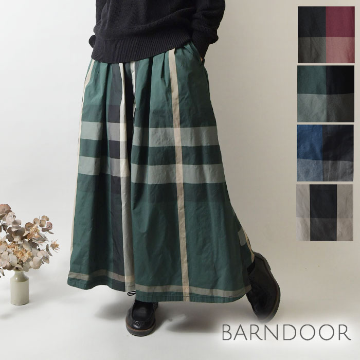 【SALE 40%OFF】【BARNDOOR バーンドア】ナイロン チェック フレア スカート (1175123h)レディース 秋 冬 北欧 フレア Aライン ゆったり 体型カバー ナチュラル 服 シンプル おしゃれ コーディネート 人気 30代 40代 50代 ナチュランド