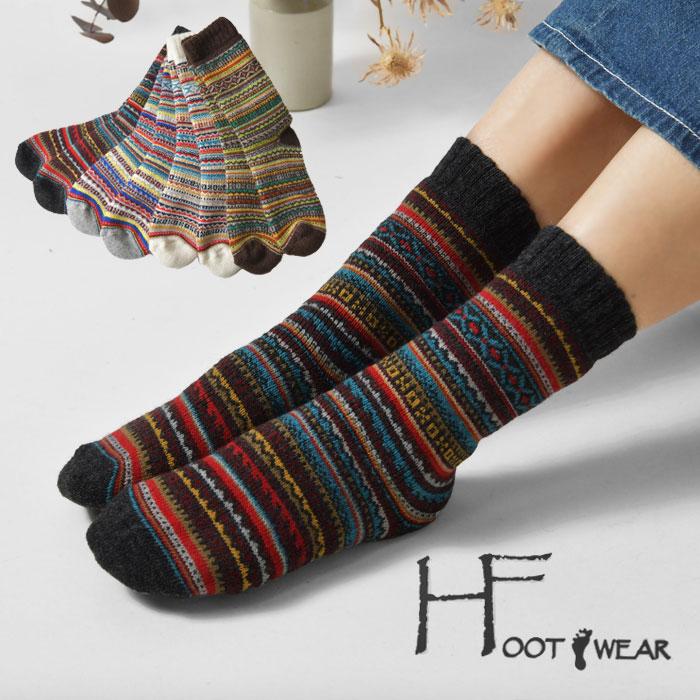 ＊FAIRISLE SOCKS フェアアイル柄 ウール混 ソックス (fairisle)レディース 秋 冬 靴下 ポルトガル製 暖かい 温か おしゃれ 柔らか 保湿 パイル ナチュラル おしゃれ 人気 30代 40代 50代