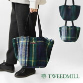 【TWEEDMILL ツイードミル】WOOL CHECKED BOAT TOTE BAG / ウールチェック ボート トートバッグ (CABAS)