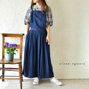 *【10%OFFクーポン対象商品】【slone square スロンスクエア】6オンス デニム タック オールインワン サロペット パンツ (5117)レディー...