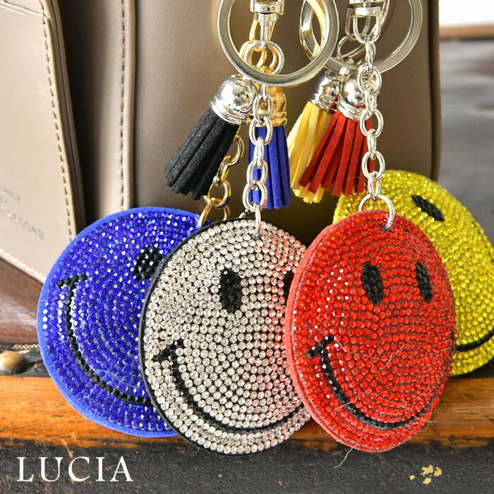 キーホルダー レディース（2000円程度） ＊【10%OFFクーポン対象商品】【LUCIA ルチア】ニコちゃん キラキラ キーホルダー (7610)アクセサリー レディース カジュアル ラインストーン おしゃれ 可愛い 20代 30代 40代 50代 ギフト プレゼント 誕生日 卒業式 母の日