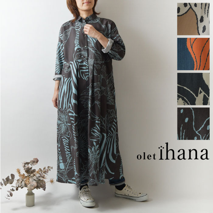 【SALE 40 OFF】【olet ihana オレットイハナ】(BARNDOOR バーンドア) ボタニカル プリント ワンピース (1173074g)レディース 秋 冬 北欧 花柄 ロング マキシ ゆったり フレア Aライン ナチュラル 服 おしゃれ ナチュランド 人気 30代 40代 50代 60代