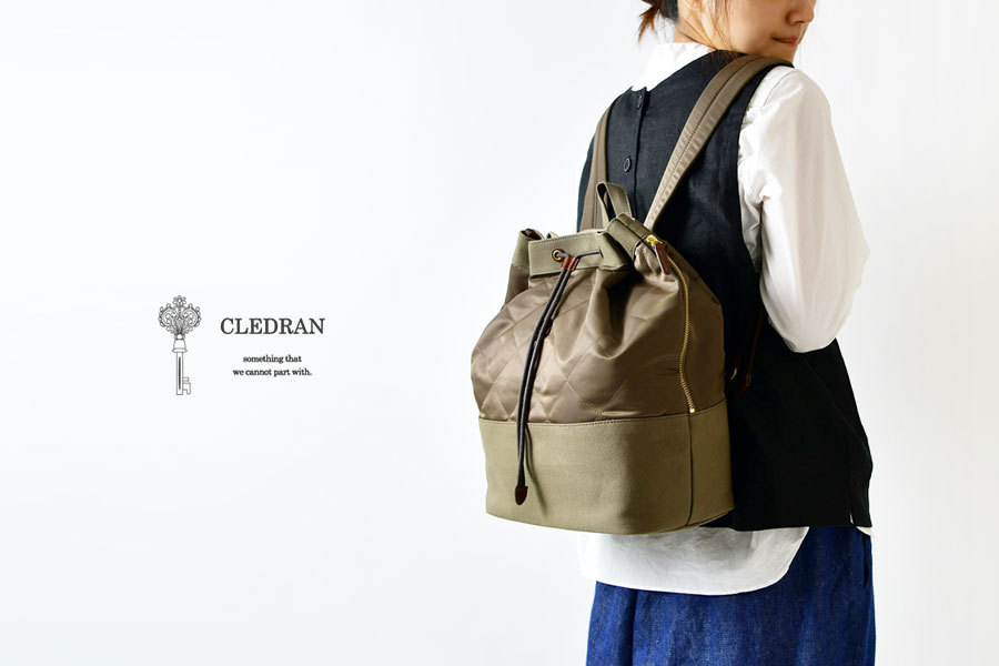 CLEDRAN クレドラン BOUR RUCKSACK ボアー ナイロン×キャンバス キルティング リュック（CL-3231） レディース バック 通勤 通学 オフィス 軽い 大容量 かわいい おしゃれ 上品 大人 旅行 サブバッグ リックサック デイバッグ ナチュラル 日本製 正規品