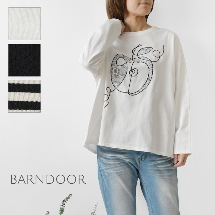 【BARNDOOR バーンドア】天竺 モノフラりんご刺繍 ロングスリーブ カットソー / ロンT (1191158H)