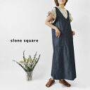 *【10%OFFクーポン対象商品】【slone square スロンスクエア】8オンスデニム Vネック ジャンパースカート (58102D)レディース 春 夏 ...