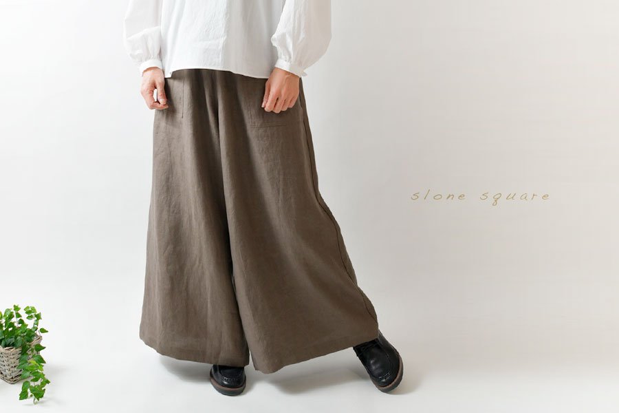 ＊【最大3000円OFFクーポン】【slone square スロンスクエア】リネン ワイド ロン...