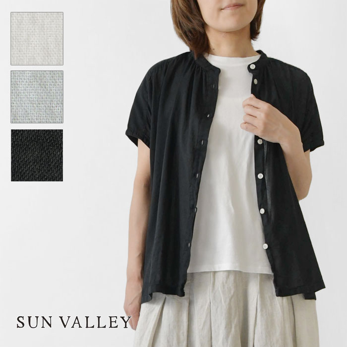 【SUN VALLEY サンバレー】40ボイル 日本製品染 スタンドカラー ブラウス (SK5001256)