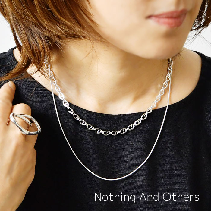 ＊【10%OFFクーポン対象商品】【Nothing and Others / ナッシングアンドアザーズ】W Chain Necklace / ダブルチェーンネックレス (C41011036)レディース 2連 2重 アクセサリー シルバー ロング おしゃれ ナチュラル シンプル コーディネート 30代 40代 50代 60代