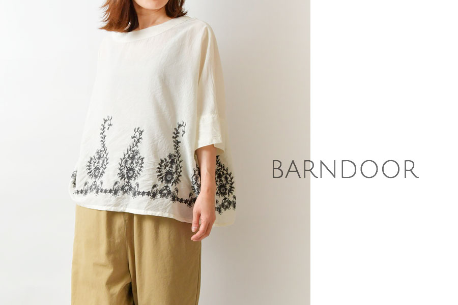 【SALE 30%OFF】【BARNDOOR バーンドア】コットン パネル 刺繍 プルオーバー ブラウス(1164039k)レディース 春 夏 ゆったり 花柄 北欧 大人可愛い ナチュラル 服 シンプル おしゃれ ブランド ナチュラン 人気 30代 40代 50代