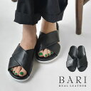 楽天MATILDA（マチルダ）【BARI バリ】レザー クロス コンフォート サンダル （DEAH05）BARI SHOES バリシューズ レディース 春 夏 秋 冬 本革 牛革 フラット カジュアル おしゃれ シンプル 30代 40代 50代 旅行 お出かけ 黒 楽ちん 疲れない ぺたんこ つっかけ