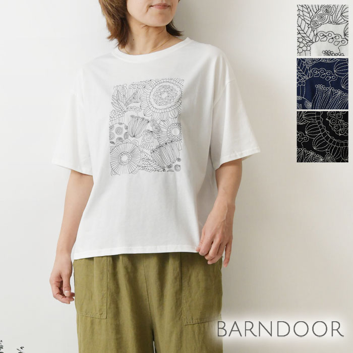 【BARNDOOR バーンドア】天竺 コットン モノフラ 刺繍 Tシャツ カットソー (1191172h)
