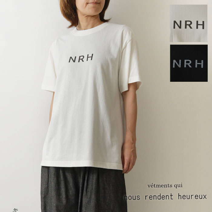 Rakuten - ＊【最大3000円OFFクーポン】【nous rendent heureux ヌーランドオロー】5.6オンス コットン NRH ロゴ Tシャツ (625068)レディース 春 夏 秋 slone square 綿 大人 ゆったり ワイド カットソー ナチュラル 服 新作 シンプル おしゃれ 人気 60代 50代 40代 30代