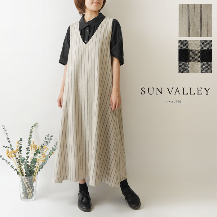 樂天商城 - ＊【10%OFFクーポン対象商品】【SUN VALLEY サンバレー】コットン リネン 平織 Vネック ノースリーブ ワンピース (sk2038263)レディース 春 夏 ゆったり Aライン フレア 重ね着 ナチュラル 服 新作 シンプル おしゃれ コーディネート 人気 30代 40代 50代 60代