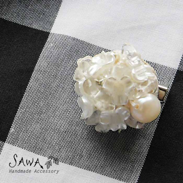 *【10%OFFクーポン対象商品】【SAWA サワ】淡水パール×天然石のブローチ (te-bro-19)ハンドメイド 手作り 作家 アクセサリー レディース 3...