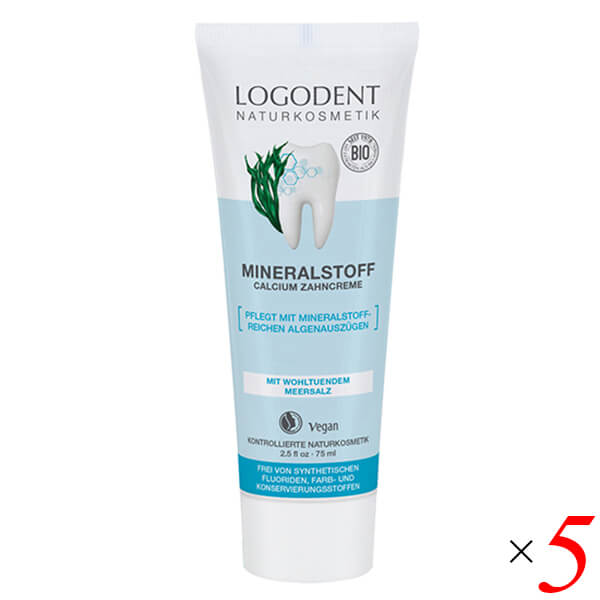 【12/1(月)限定！ポイント最大8倍！】ロゴナ ミネラルはみがき粉 75ml 5本セット スペアミント 歯磨き粉 電動歯ブラシ 送料無料