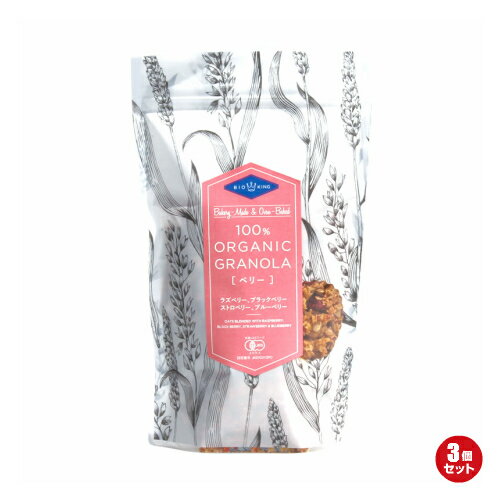 【BF限定！100円クーポン！学割2倍！】BIO KING オーガニック グラノーラ ベリー 200g 3袋セット