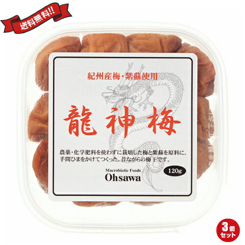 【マラソン限定!学割2倍!100円クーポン!】梅干し 高級 オーサワ 龍神梅 120g 3個セット