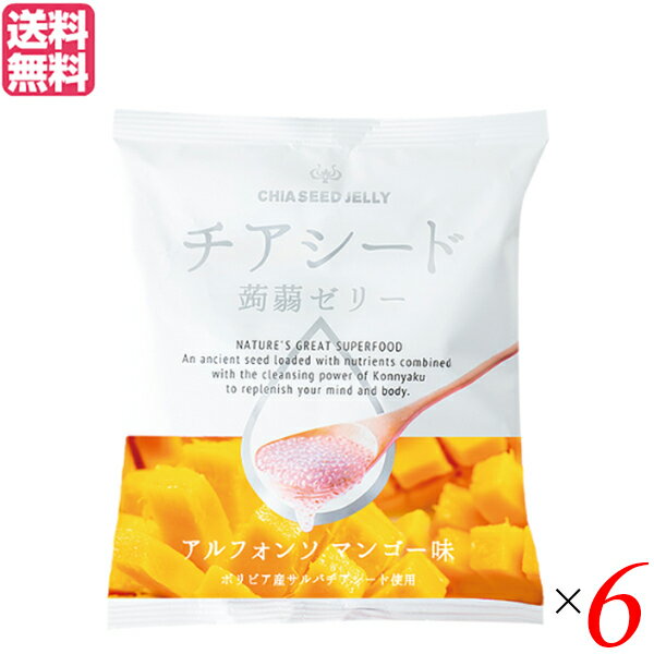 【お買い物マラソン！ポイント5倍！】こんにゃくゼリー パウチ ダイエット食品 チアシード蒟蒻ゼリー アルフォンソマンゴー味 6袋セット 送料無料