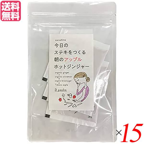 生姜 生姜湯 りんご 朝のアップルホットジンジャー 36g(12g×3包) 15個セット 送料無料