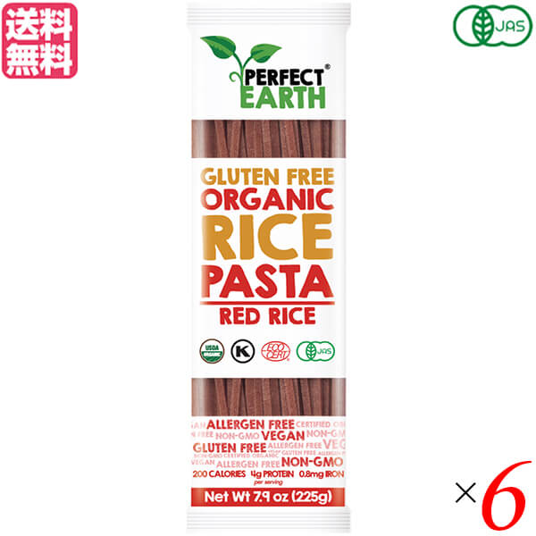 【マラソン限定!ポイント2倍!100円クーポン!】パスタ グルテンフリー スパゲティ パーフェクトアース オーガニックグルテンフリーライスパスタ(赤米) 225g×6袋セット送料無料