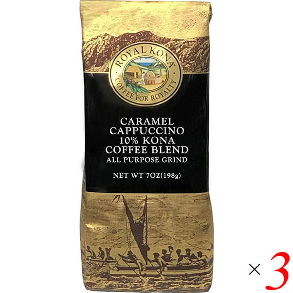 コーヒー 粉 フレーバーコーヒー ロイヤルコナコーヒー キャラメルカプチーノ 198g 3個セット 送料無料