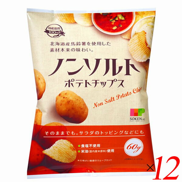 創健社 ノンソルトポテトチップス 60g 12個セット 塩なし 国産 ギザギザ