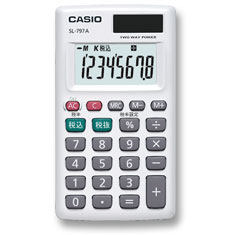 CASIO(カシオ計算機)【電卓】カードタイプ 税計算・大型表示 手帳型ケース付き SL-797A