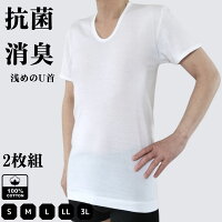 2枚組 インナーメンズ 綿100% U首 Tシャツ 半袖 Uネック メンズ綿インナー メンズ綿肌着 メンズ肌着 紳士肌着 S~3L インナーシャツ ベーシックインナー 男性 肌着 抗菌消臭 M L LL 3L 白 紳士 父の日 敬老の日 通勤用 送料無料 入社 入学 新学期