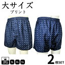 【大きいサイズ】トランクス メンズ 2枚セット 綿100% プリント柄 大きいサイズ 大寸 前開き 前ボタン ボタン付き 快適設計 3L~5L 男性肌着 3L 4L 5L 柄おまかせ 紳士 男性 アンダーウエア まとめ買い プレゼント 父の日 敬老の日