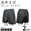 【大きいサイズ】トランクス メンズ 2枚セット 綿100% チェック・ストライプ柄 大きいサイズ 大寸 前開き 前ボタン ボタン付き 快適設計 3L~5L 男性肌着 3L 4L 5L 柄おまかせ 紳士 男性 アンダーウエア まとめ買い プレゼント 父の日 敬老の日