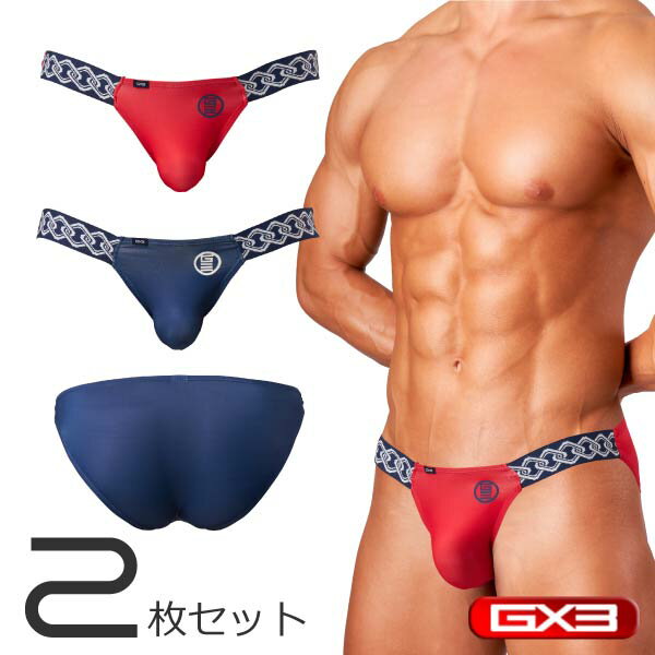 【2枚パンツセット】GX3/ジーバイスリー JAPONESQUE 紅藍 ストラップ ビキニ