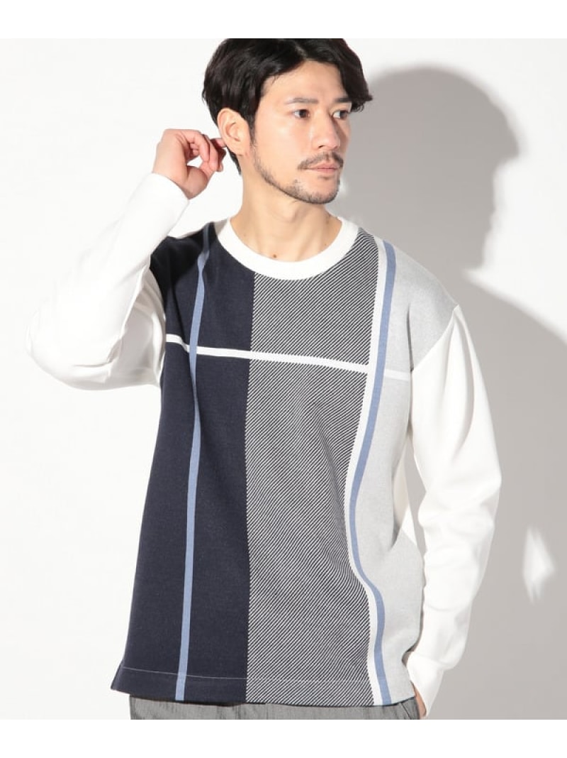 ニット*ダンボールクルネックーロンT UNION STATION メンズ ビギ トップス カットソー・Tシャツ ホワイト ベージュ ブラック【送料無料】[Rakuten Fashion]のサムネイル