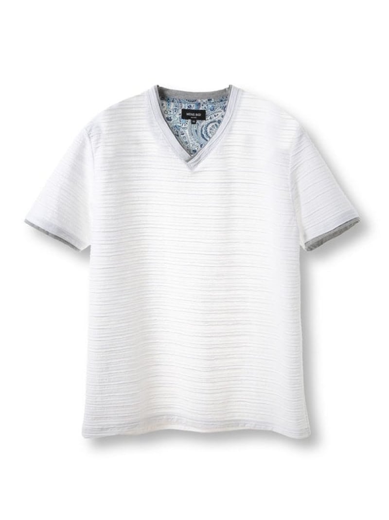 スラブタック天竺素材Tシャツ＜吸水速乾＞ MEN'S BIGI メンズ ビギ トップス カットソー・Tシャツ ホワイト グリーン ブルー ネイビー【送料無料】[Rakuten Fashion]のサムネイル