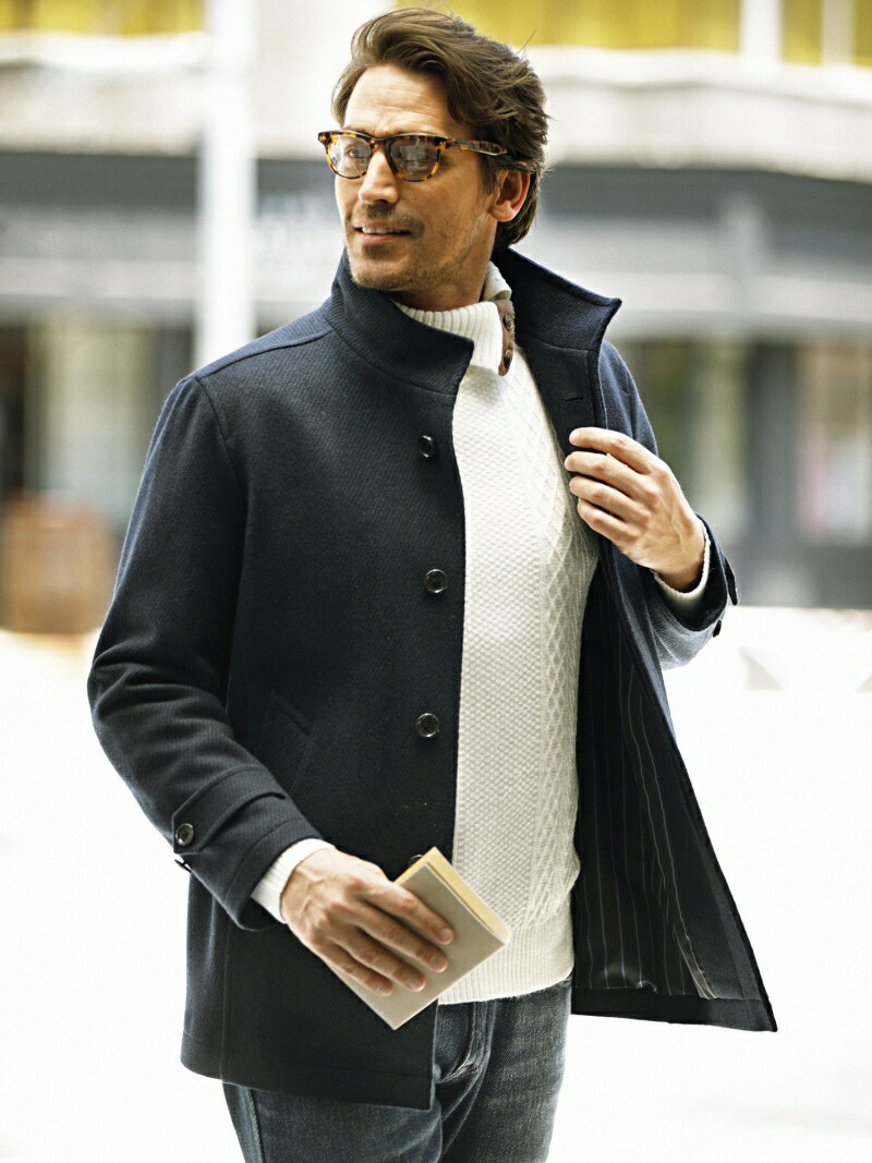 草刈正雄さん着用 スタンドカラー メルトンジャケット(ブルゾン) MEN'S BIGI メンズ ビギ コート/ジャケット コート/ジャケットその他 ネイビー ベージュ グレー ブラック【送料無料】[Rakuten Fashion]のサムネイル