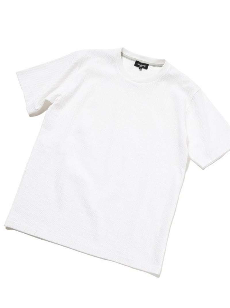 メンズビギ アウター メンズ 【SALE／10%OFF】リンクスジャカード半袖カットソー MEN'S BIGI メンズ ビギ トップス カットソー・Tシャツ ホワイト ベージュ ネイビー オレンジ グリーン【RBA_E】【送料無料】[Rakuten Fashion]