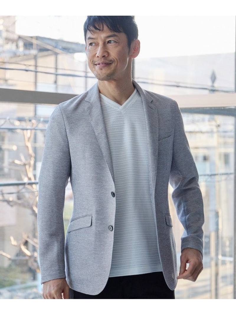 カラミ織り ノッチドラペルサマージャケット UNION STATION メンズ ビギ ジャケット・アウター テーラードジャケット・ブレザー グレー ネイビー【送料無料】[Rakuten Fashion]のサムネイル