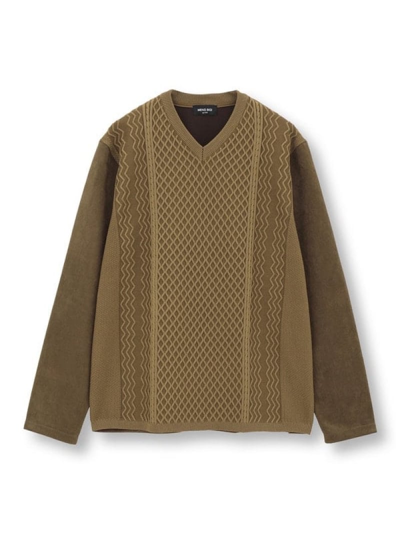 ニットコンビ フェイクスエード長袖Tシャツ MEN'S BIGI メンズ ビギ トップス カットソー・Tシャツ ブラウン グレー ブラック イエロー【送料無料】[Rakuten Fashion]