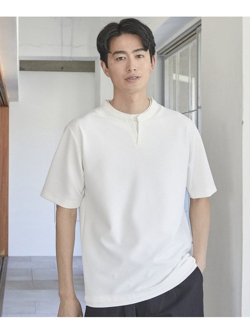 ふくれJQDフェイクレイヤードキーネックT UNION STATION メンズ ビギ トップス カットソー・Tシャツ ホワイト ブラック ブルー ベージュ ネイビー【送料無料】[Rakuten Fashion]のサムネイル