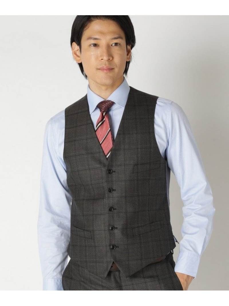 【SALE／30%OFF】NARROW 杢チェックベスト/別売りスーツセットあり CROWDED CLOSET メンズ ビギ ジャケット・アウター マウンテンパーカー ブラウン ネイビー【RBA_E】【送料無料】[Rakuten Fashion]