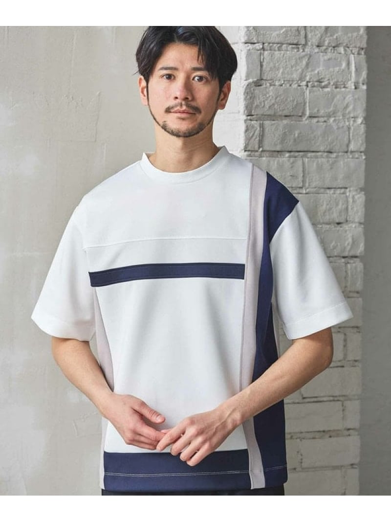 ポンチ*梨地Wフェイス切替Tシャツ UNION STATION メンズ ビギ トップス カットソー・Tシャツ ホワイト ブラック【送料無料】[Rakuten Fashion]のサムネイル