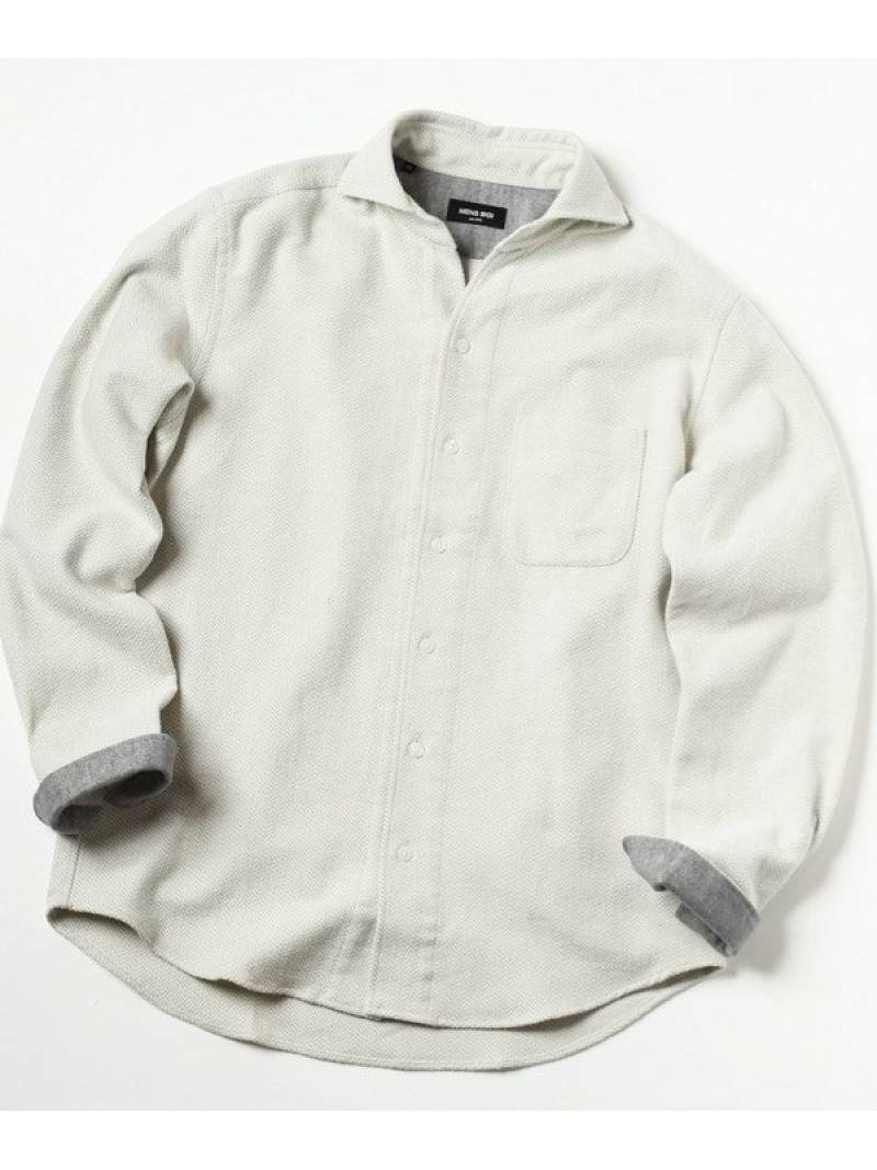 【SALE／50%OFF】ヘリンボーンフランネルシャツ MEN'S BIGI メンズ ビギ トップス シャツ・ブラウス グレー ネイビー【RBA_E】【送料無料】[Rakuten Fashion]のサムネイル